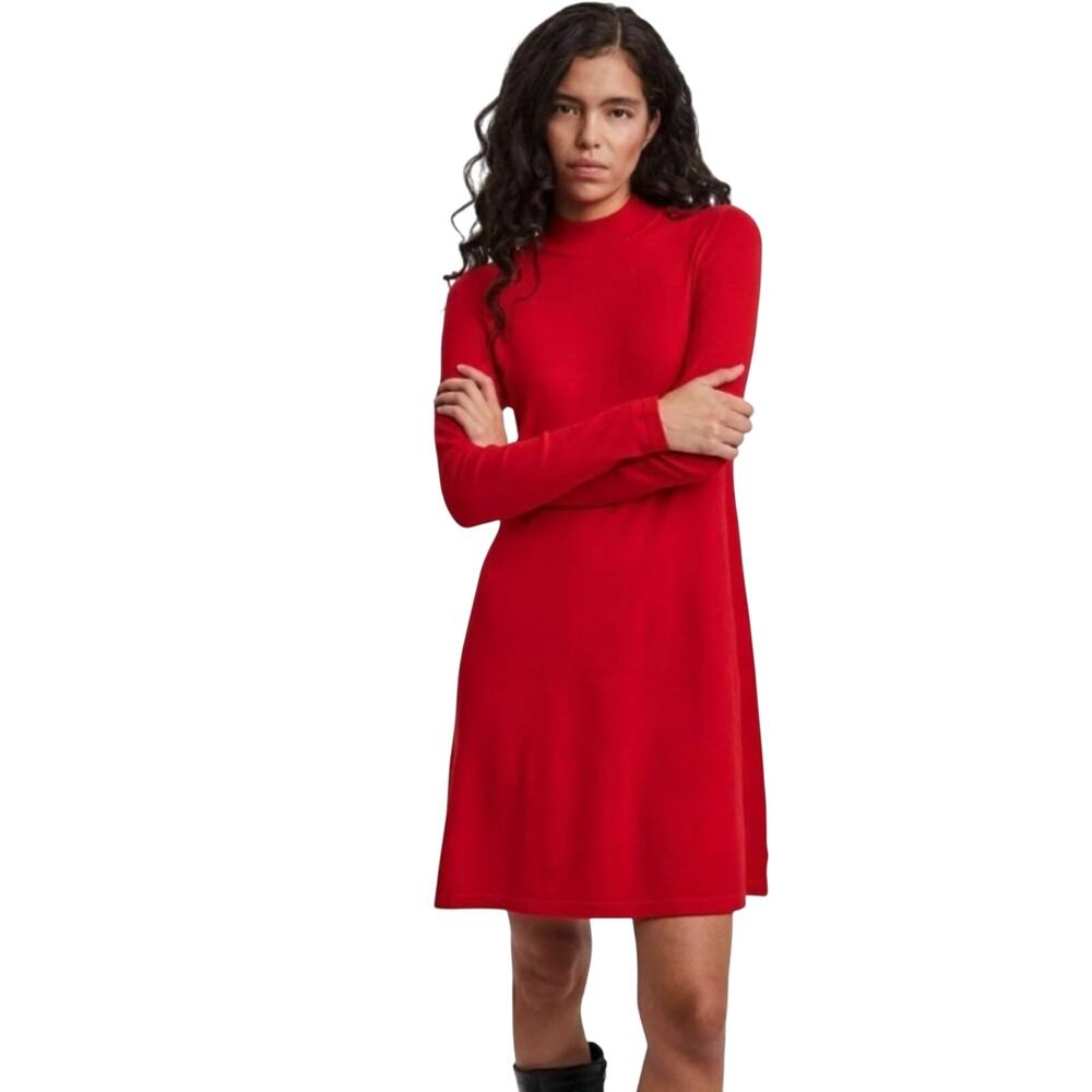 NEW $99 Banana Republic RED Dress Crewneck Ribbed Size Large Long Sleeves
